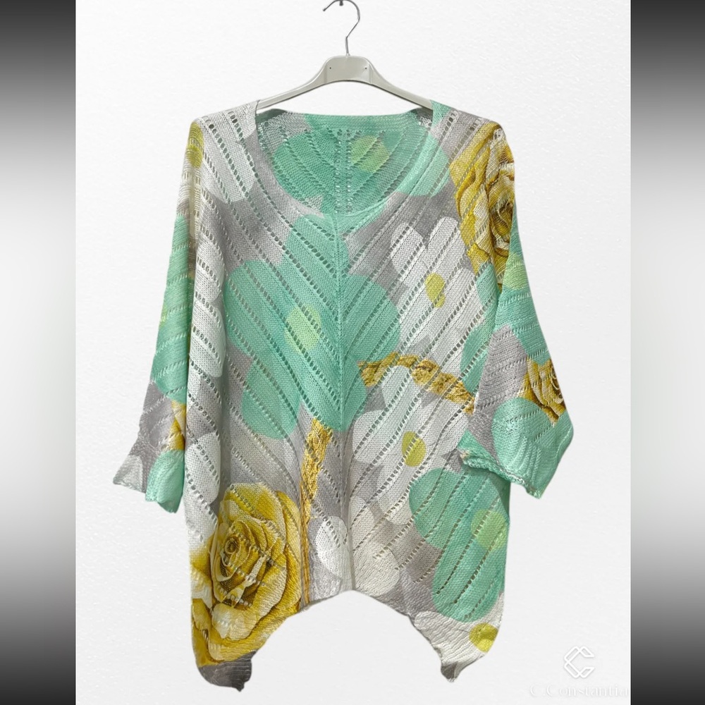 MADE IN ITALY Floral Knit Women's Top